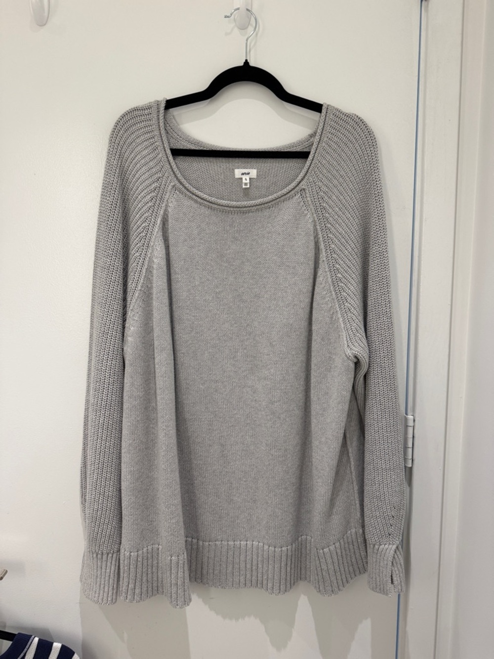 Aerie Light Gray Women's Scoop Neck Knit Sweater